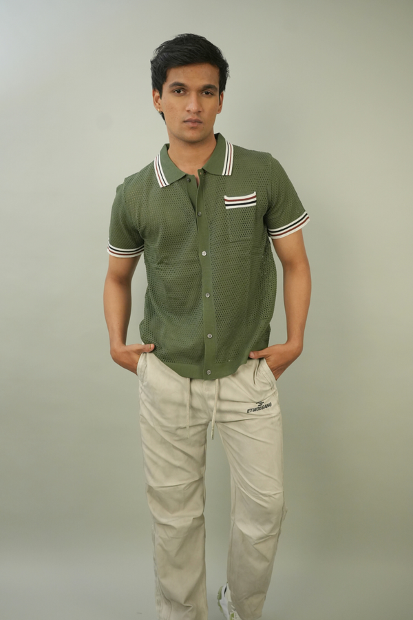Men's Olive Green Polo Shirt | Modern Casual Style