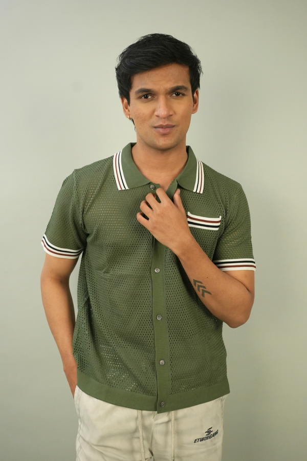 Men's Olive Green Polo Shirt | Modern Casual Style