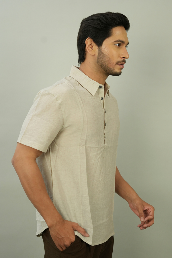 Men's Beige Linen T-Shirt | Modern Casual Style