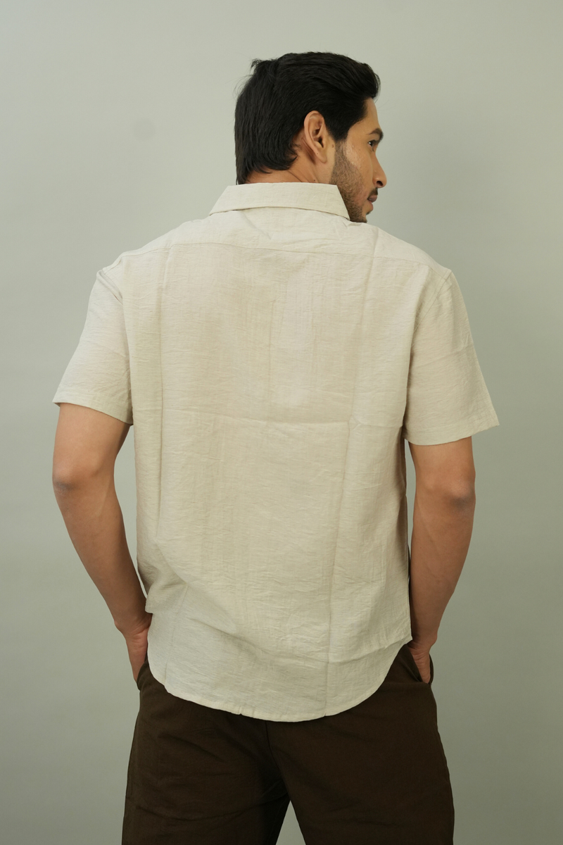 Men's Beige Linen T-Shirt | Modern Casual Style