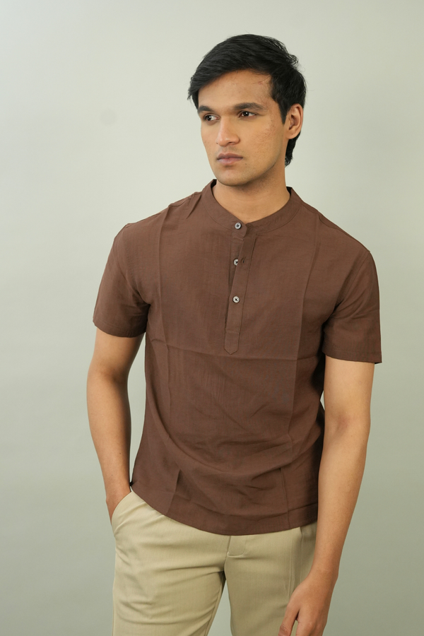 Men's Brown Henley TShirt | Modern Casual Style