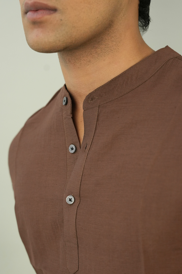 Men's Brown Henley TShirt | Modern Casual Style