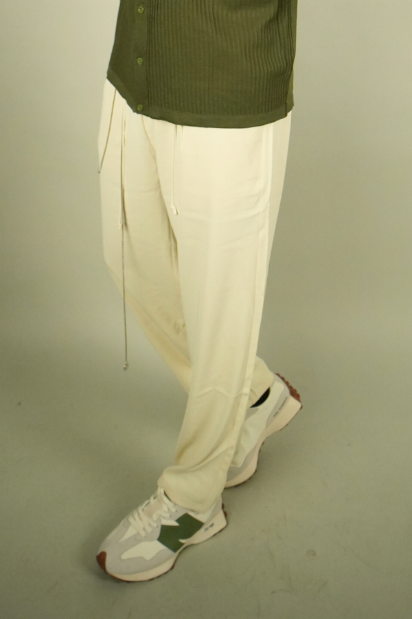 Mens Stylish Cream Trousers with Drawstings for Party wear