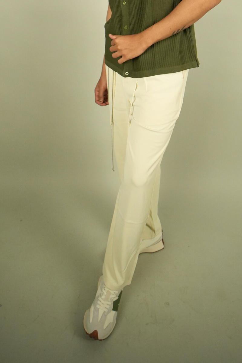 Mens Stylish Cream Trousers with Drawstings for Party wear